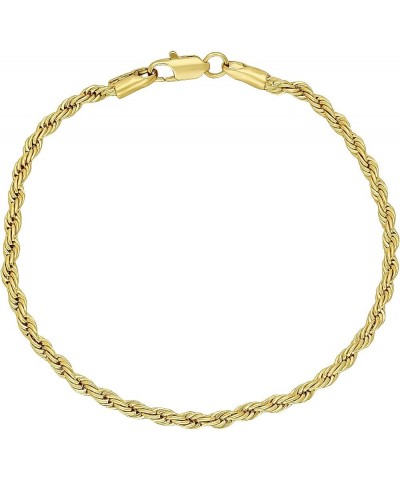 2mm-6mm 14k Yellow Gold Plated Twisted Rope Chain Necklace or Bracelet 8.0 Inches 2.8mm Bracelet $22.26 Necklaces