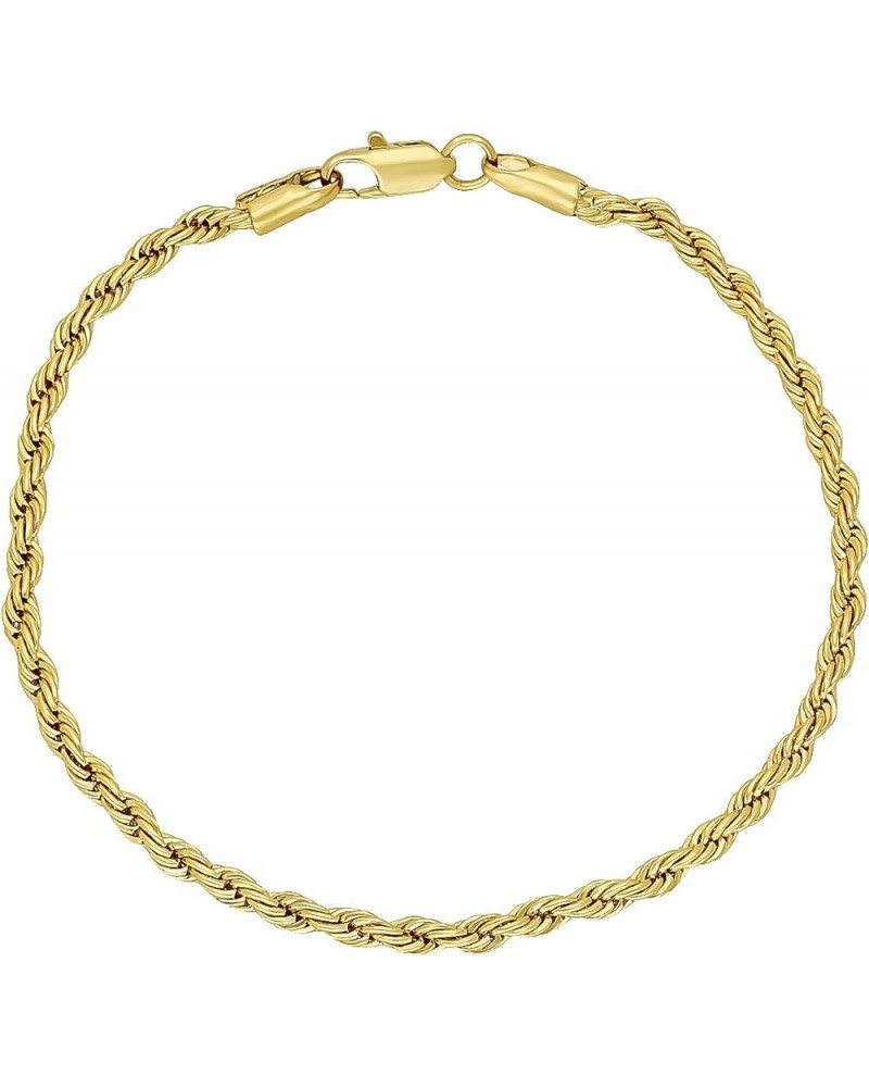 2mm-6mm 14k Yellow Gold Plated Twisted Rope Chain Necklace or Bracelet 8.0 Inches 2.8mm Bracelet $22.26 Necklaces